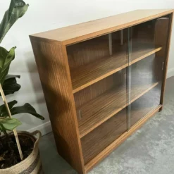 Vintage Teak Mcm Bookcase With Original Sliding Glass Doors 1970s -Storage Furniture Sales 2024 vintage teak mcm bookcase with original sliding glass doors 1970s sku37942046 0 3