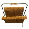Vintage Wicker And Wrought Iron Magazine Rack