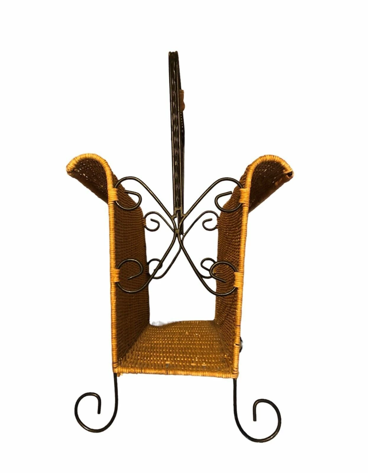 Vintage Wicker And Wrought Iron Magazine Rack 6 Vintage Wicker And Wrought Iron Magazine Rack - Image 6