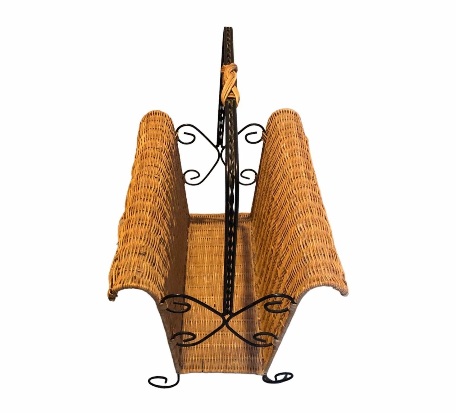 Vintage Wicker And Wrought Iron Magazine Rack 7 Vintage Wicker And Wrought Iron Magazine Rack - Image 7