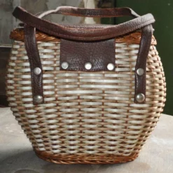 Vintage Wicker Bag With Leather Handles -Storage Furniture Sales 2024 vintage wicker bag with leather handles 0 1