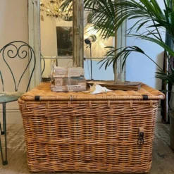 Vintage Wicker Basket W/ Leather Straps C.1970 -Storage Furniture Sales 2024 vintage wicker basket w leather straps c 1970 sku32880406 0 2