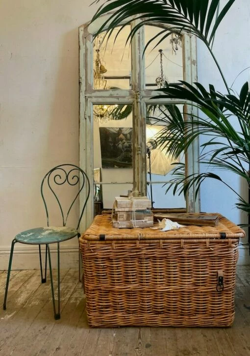 Vintage Wicker Basket W/ Leather Straps C.1970 1 Vintage Wicker Basket W/ Leather Straps C.1970 -Storage Furniture Sales 2024 vintage wicker basket w leather straps c 1970 sku32880406 0