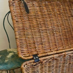 Vintage Wicker Basket W/ Leather Straps C.1970 -Storage Furniture Sales 2024 vintage wicker basket w leather straps c 1970 sku32880406 0 6