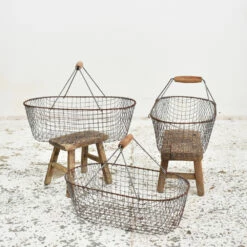 Vintage Wire Garden Basket With Handle -Storage Furniture Sales 2024 vintage wire garden basket with handle sku74340402 0 6