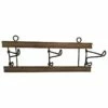 Wall Mounted Hanger, Circa 1900 With Wooden Base And Folding Iron Pegs, Original