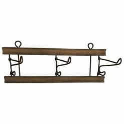 Wall Mounted Hanger, Circa 1900 With Wooden Base And Folding Iron Pegs, Original