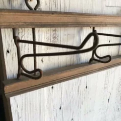 Wall Mounted Hanger, Circa 1900 With Wooden Base And Folding Iron Pegs, Original -Storage Furniture Sales 2024 wall mounted hanger circa 1900 with wooden base and folding iron pegs original 0 5