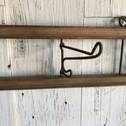 Wall Mounted Hanger, Circa 1900 With Wooden Base And Folding Iron Pegs, Original -Storage Furniture Sales 2024 wall mounted hanger circa 1900 with wooden base and folding iron pegs original 0 6