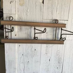 Wall Mounted Hanger, Circa 1900 With Wooden Base And Folding Iron Pegs, Original -Storage Furniture Sales 2024 wall mounted hanger circa 1900 with wooden base and folding iron pegs original 0 7
